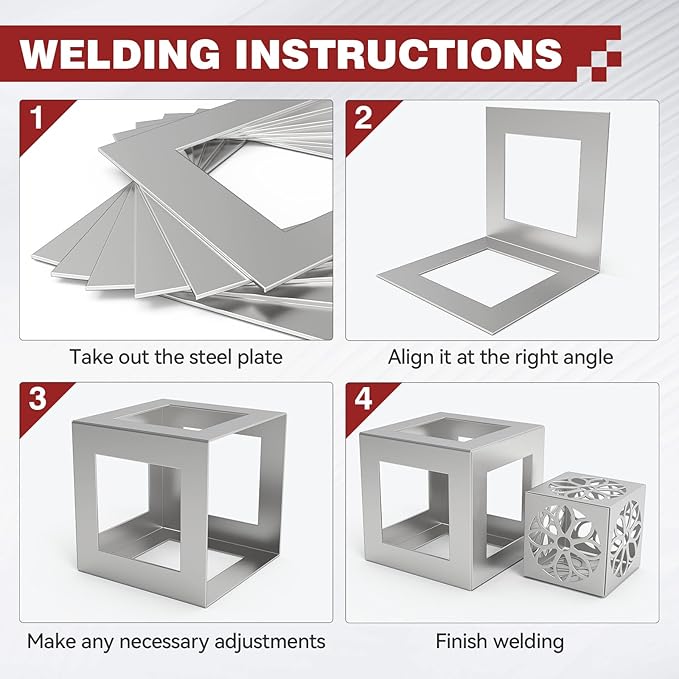ARCCAPTAIN Welding Coupons, 12-Piece Welding Practice Kit, Type 201 Stainless Steel Plates, Welding Accessories for MIG, TIG, Stick, and Wirefeed