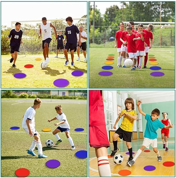 Poly Spots Spot Markers for Gym Floor 9 inch 18/27/36Pcs Flat Cones Non-Slip Rubber Floor Dots for Kids Sports Soccer Basketball Agility Training Dance Classroom