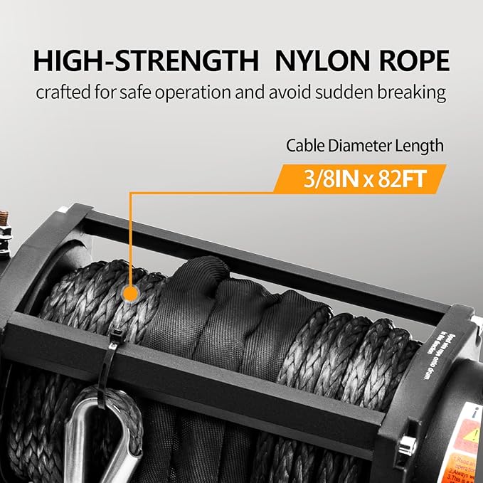 CXRCY 12V Electric Winch,13500LBS Load Capacity Synthetic Rope Towing Winches for Jeep Truck SUV,with Wired Handle and Wireless Remote