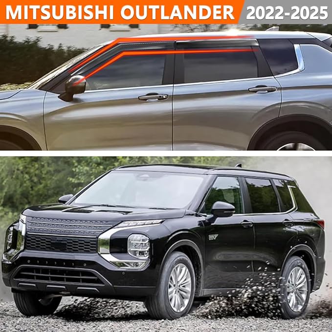 4 Pieces in-Channel Extra Durable Rain Guards Fit for 2022-2025 Mitsubishi Outlander, Window Deflectors, Window Visors