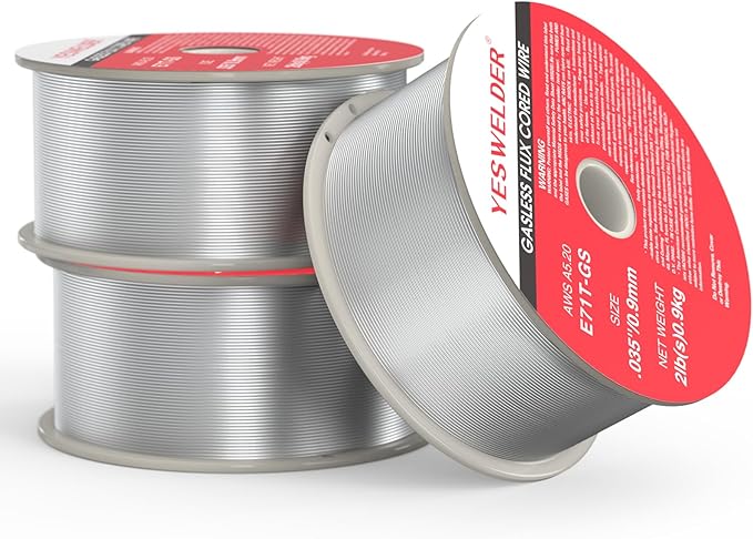 YESWELDER E71T-GS Flux Core Welding Wire, Mild Carbon Steel .035“ 2LB 3Packs, Gasless MIG Wire