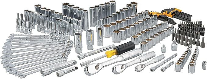 DEWALT Mechanic Tool Set, 247-Piece, 1/4 in., 3/8 in. and 1/2 in. Drive, SAE, Ratchets, Sockets, Hex Keys, Combination Wrenches, Polish Chrome Finish (DWMT81535)
