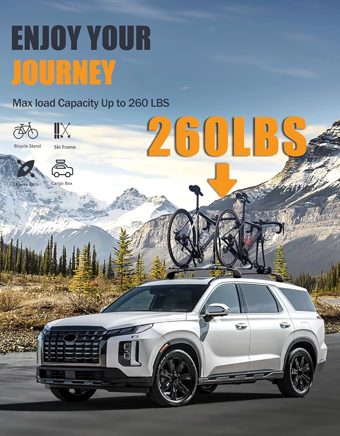 KINGGERI Lockable 260lbs Roof Rack Cross Bars Compatible with Hyundai Palisade 2019-2025 SE SEL XRT Limited Calligraphy, Heavy Duty Anti-Theft Aluminum Rails Crossbars Cargo Carrier Bag