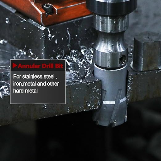 1-3/8" x 1-3/8" Annular Cutter with Weldon Shank,Carbide Tip Annular Drill Bit for Stainless Steel, Iron (1-3/8" Depth, 1-3/8" Diameter)