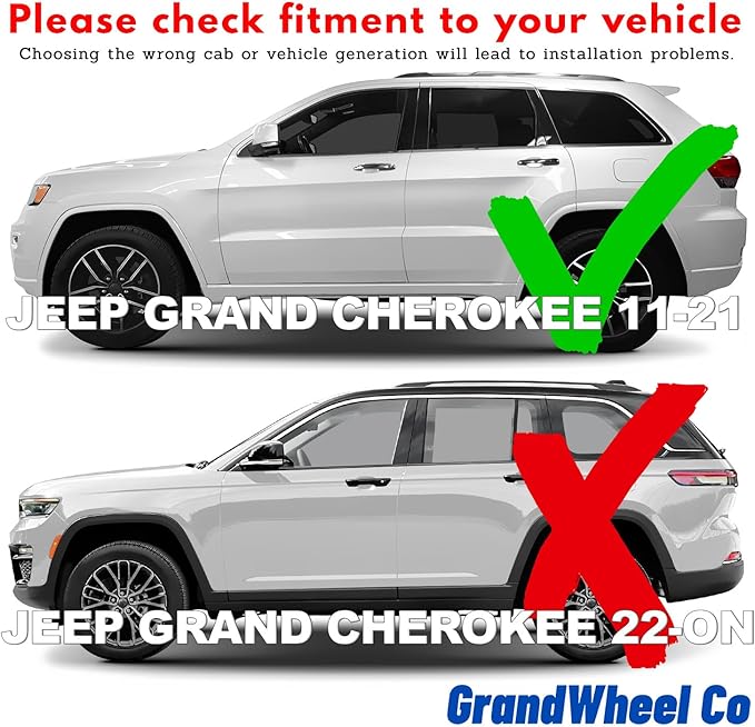 Window Deflectors Smoke Tinted Tape-On Side Window Vent Visor Deflectors Rain Guards Compatible with Jeep Grand Cherokee 2011-2021 - 6pcs. GW0350