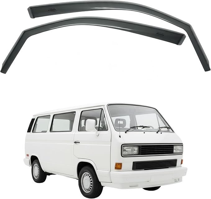 in-Channel Car Window Rain Guard Compatible with VW T3 T25 fit:1980-1991 2pcss, Taiwan Made Precise & Transparent Car Wind Deflectors No Water Leakage Visors