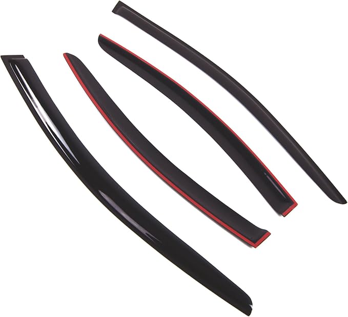 TuningPros Outside Mount Window Vent Visors Rain Guards Compatible with Volvo S80 2007-2016 | Side Window Wind Deflectors Rain Shields | Smoke Tinted, 4 Pcs Set, DGWV-754