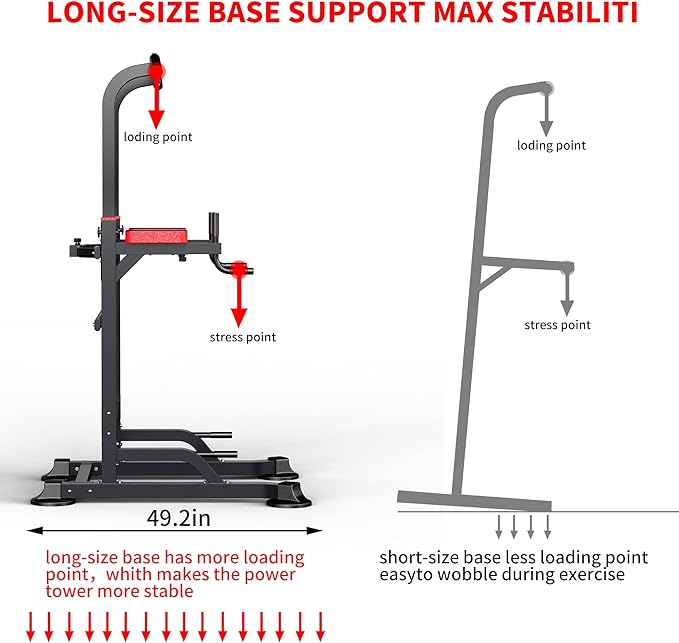 Power Tower Dip Station Workout equipment Pull up Bar for Home Gym Adjustable Height Strength Training Fitness Excercise Equipment,Load 450LBS