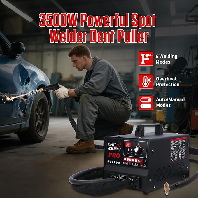 PLAYOCCAR Spot Welder Dent Puller Machine,220V 3500W Stud Welding Machine for Car Body Dent Repair Kit with Auto/Manual Welding & 6 Welding Modes.