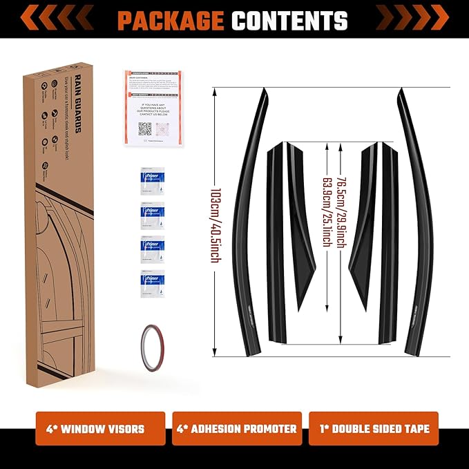 Rain Guards Compatible with Hyundai Tucson 2022 2023 2024 2025 Tape-On Side Window Deflectors Out-Channel Rain Guard Black - 6 PCS