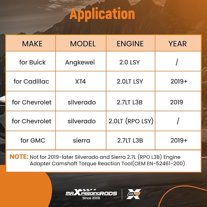 maXpeedingrods Engine Camshaft Timing Tool Kit for Chevy Silverado/Sierra 2.7L L3B 2019, Silverado 2.0LT RPO LSY, for Cadillac XT4 2.0LT LSY 2019+, Buick Angkewei 2.0 LSY, EN-52461 EN-52476 EN-52462