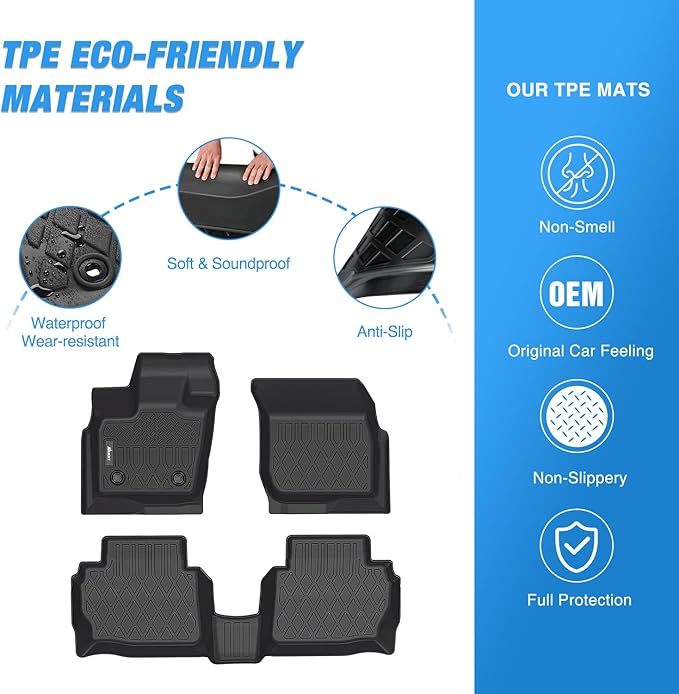 Nilight TPE Floor Mats for Ford Fusion Lincoln MKZ 2013 2014 2015 2016,All Weather Custom Fit Heavy Duty Floor Liners