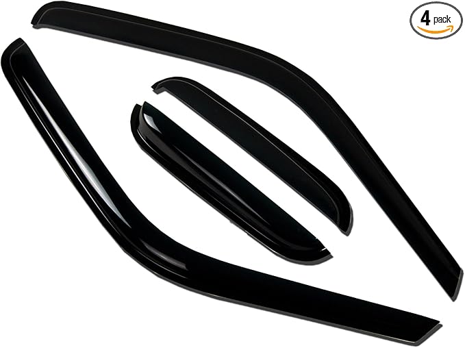 Tuningpros WV-746 Outside Mount Window Visor Deflector Rain Guard Dark Smoke 4-pc Set, Compatible with 2011-2016 Volkswagen Jetta Sedan