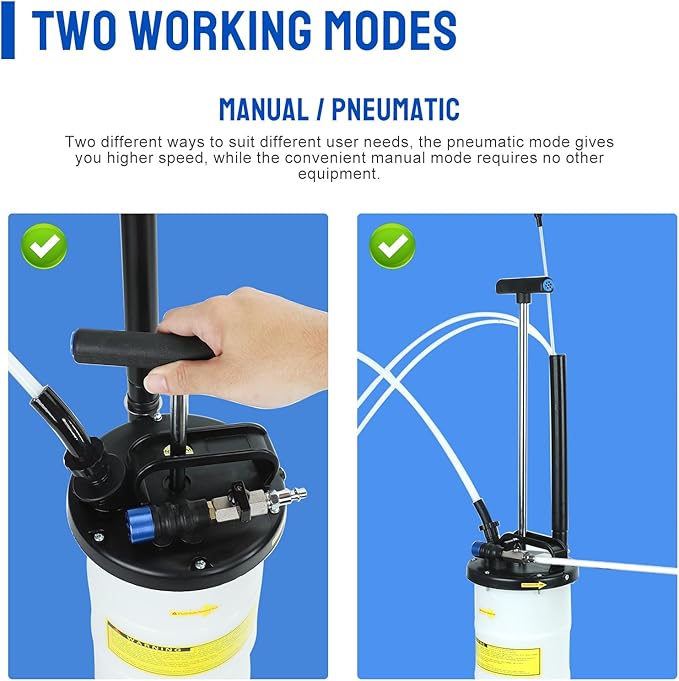 EASYBERG Pneumatic/Manual 6.5L Oil Extractor Oil Changer Vacuum Fluid Petrol Fuel Extractor Automotive Oil Extractor Pump Manual Fluid Extractor Pump Tank Remover