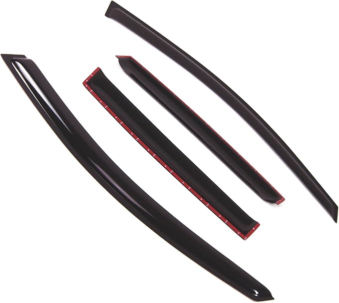 TuningPros Outside Mount Window Vent Visors Rain Guards Compatible with VW Golf Rabbit GTI R32 2006-2008 | Side Window Wind Deflectors Rain Shields | Smoke Tinted, 4 Pcs Set, DGWV-504