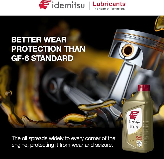 Idemitsu IFG 5 0W-16 Motor Oil Full Synthetic - 1 Quart | SP/GF-6A Certified Engine Oil for TGDI & PFI Engines | Engineered for Superior Efficiency and Protection