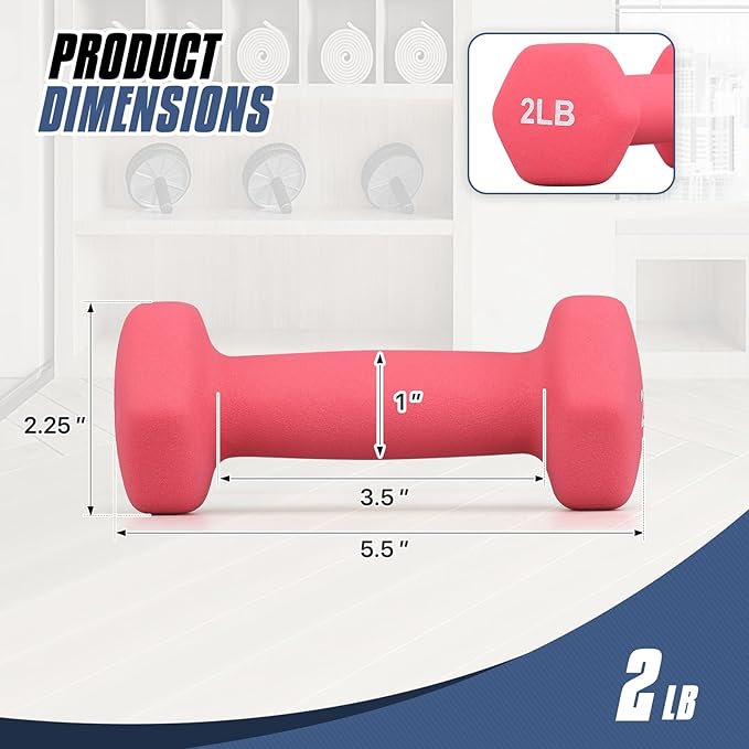 MADOG Dumbbell Set, Anti-Slip Neoprene Coated Hexagon Hand Weights for Home Gym Equipment Workouts Strength Training