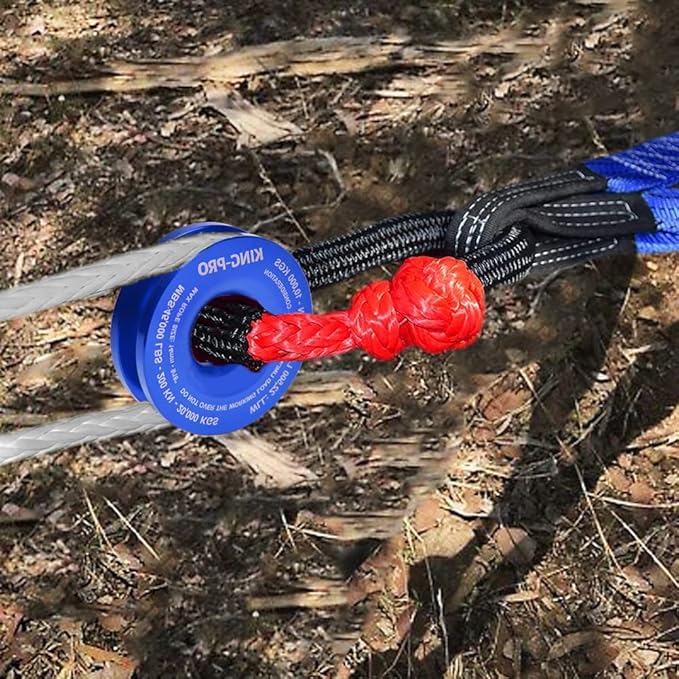 Snatch Recovery Ring, 45000 lbs Winch Snatch Block Pulley Towing Ring, for ATV UTV SUV Truck Off-Road Vehicle Towing Soft Shackle Recovery（Blue）