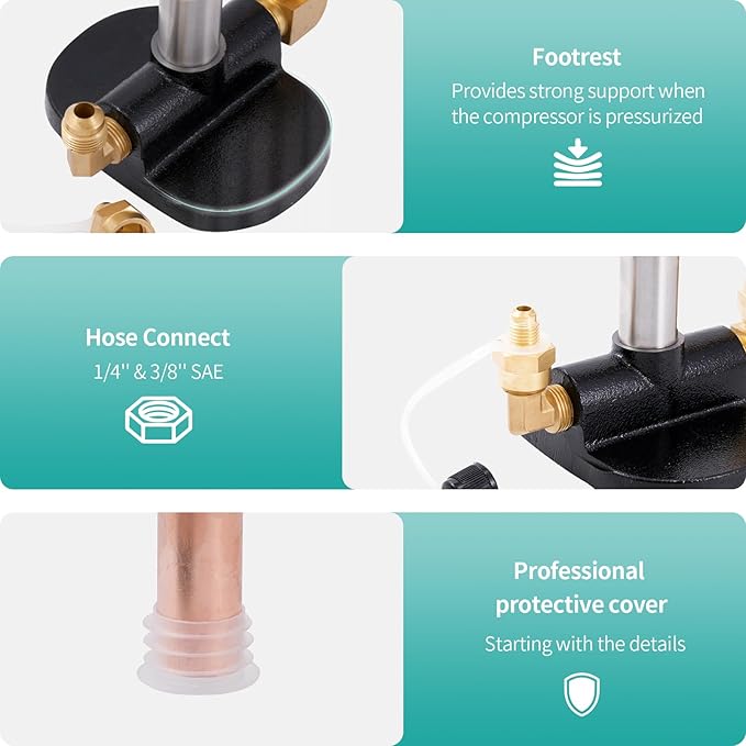 WATNOVA Professional Refrigeration Oil Charging Pump - 250PSI Non-Stop Operation, 3.8oz/Stroke, Dual-Brace Design w/ 1.5M Hose & Backflow Prevention (All Oil Types, 1/2.5/5 Gal Tanks)