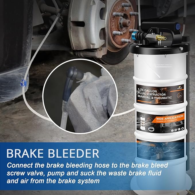 YSTOOL 6.5L Pneumatic and Manual Fluid Extractor Pump Set with Oil Vacuum Change Evacuator, Extension Tubes and Brake Bleeding Hose for Automotive Agricultural Machinery