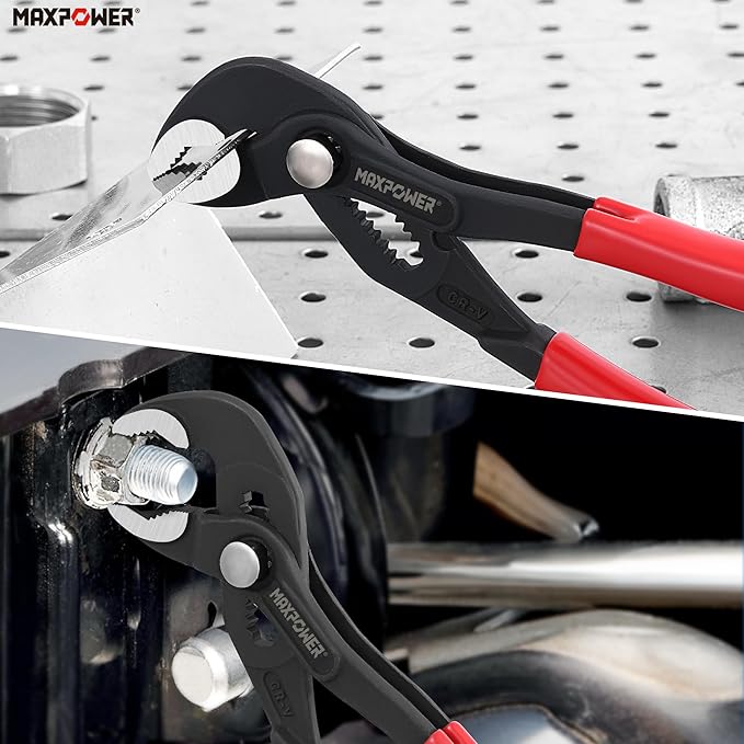 MAXPOWER 7 inch Water Pump Pliers, with 0.98 inch Jaw Capacity Opening Push Button Lock Pliers