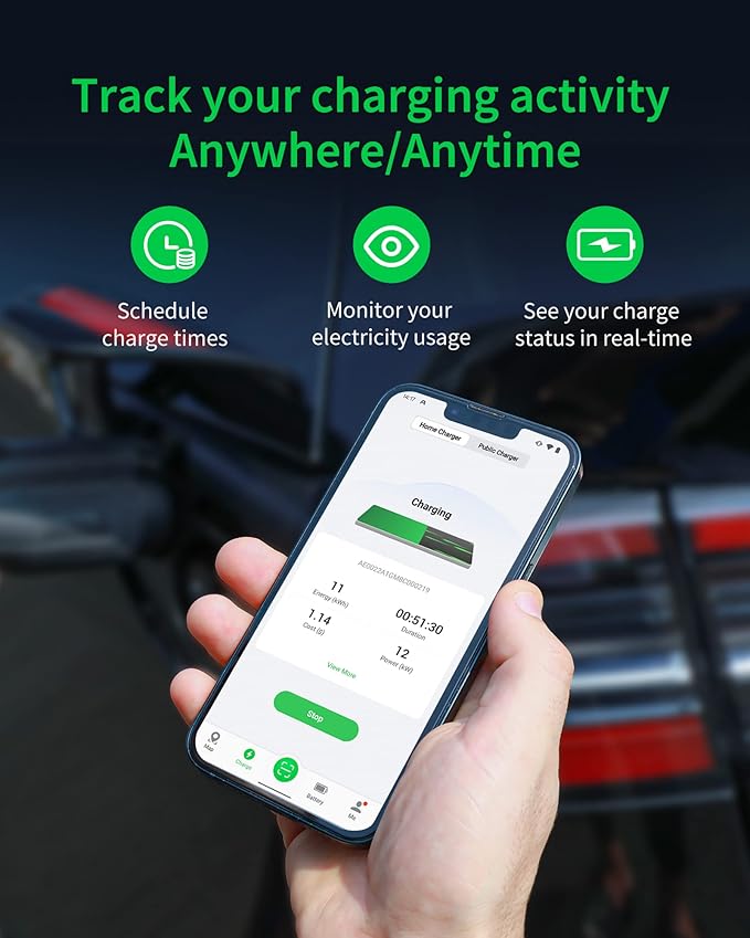 Autel Home Smart Electric Vehicle (EV) Charger up to 50Amp, 240V, Indoor/Outdoor Car Charging Station with Level 2, Wi-Fi and Bluetooth Enabled EVSE, 25-Foot Cable(Dark Gray)