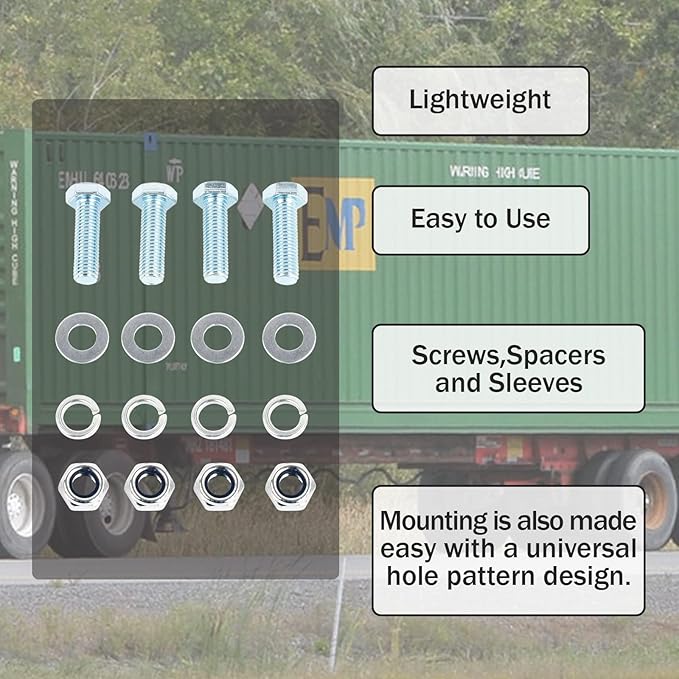 2 PCS 18 x 24 Inch Black Welded Structural Steel Mounting Brackets for Truck Trailer Underbody Tool Boxes with Screws Spacers and Sleeves