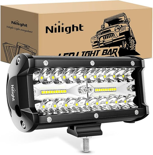 Nilight Led Pods 6.5 Inch 120W Flood Spot Combo Off Road Driving Fog Light Bar Work Lighting for Truck Tractor Pickup Boat SUV ATV UTV 4WD Car 4x4 Van Camper Motorcycle Dirt Bike Golf Cart 12V 24V