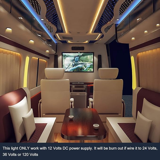 Facon 4.62-Inch 12V LED RV Ceiling Dome Light with Touch Dimmer Switch, 3000K/4000K Adjustable Color Temp, 12Volts Interior Light for RV Motorhome Camper Marine, ETL Listed