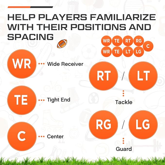 9 Pcs Football Lineman Spot Markers with Mesh Bag 9 Inch Non Slip Vinyl Poly Floor Agility Dots Flat Field Cones for Football Coaching Speed Agility Training Equipment