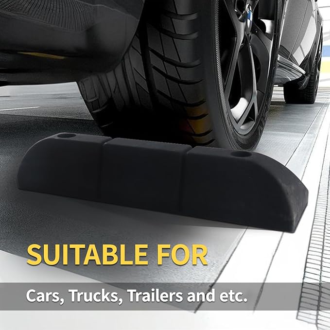Parking Stopper for Garage Parking Aid 2 Pack Block, Car Truck Curb Floor Parking Lot Wheel Tire Stops Bumpers with Bolt Installation, Rubber Vehicles Aid Gadgets