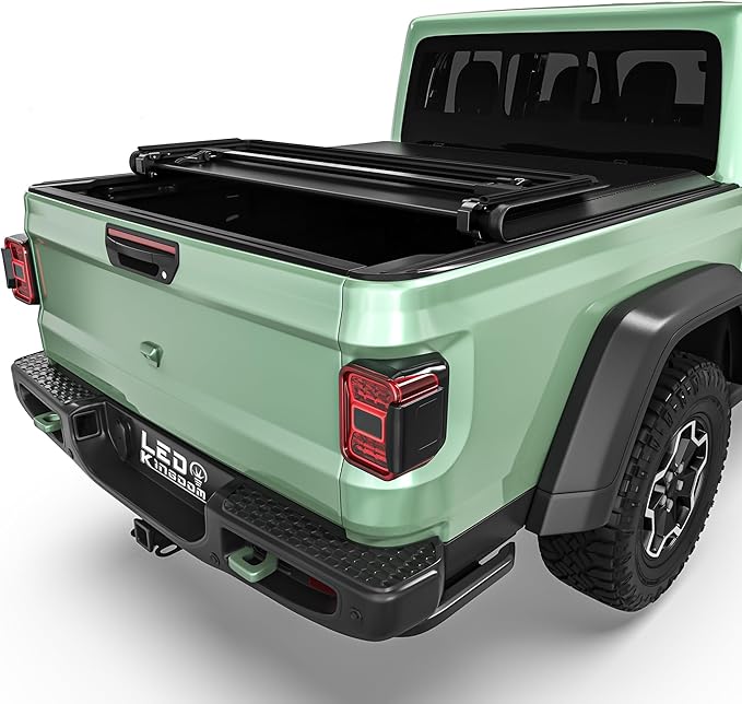 LEDKINGDOMUS Soft Tri-Fold Truck Bed Cover Fits for Jeep Gladiator JT 2020 2021 2022 2023 2024 2025 | 5' (64") Bed