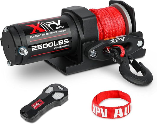 2500lbs Synthetic Winch with Remote Control & Mounting Plate ATV UTV Towing Trailer Winch Off-Road