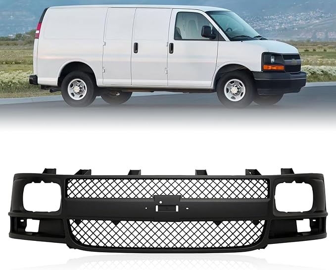 Front Bumper Grill Assembly Fit For Chevrolet Express 1500 2500 3500 2003-2017,Primer Grille Express For Chevrolet Van 03-14 Express 1500,03-17 2500 3500,09-21 Express 4500 GM1200538 25746055