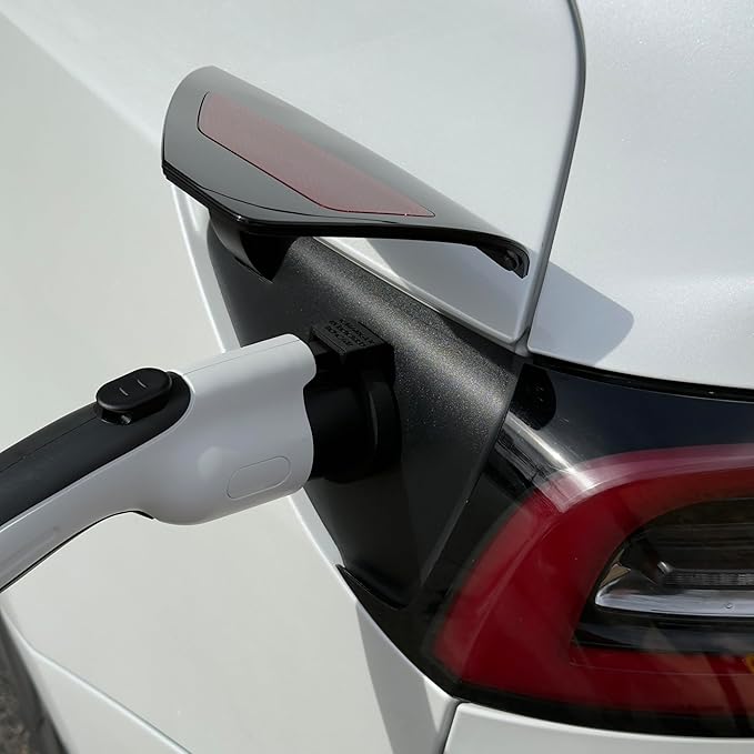 Door Dock for Tesla/J1772 Adapter for Model Y and Charger Locking Ring Bundle 2023-2025 (Black Carbon Fiber)