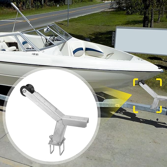 Boat Trailer Winch Post with Trailer Roller Compatible with 3" W X 4" H Trailer Tongue Winch Stands, Height Adjustable Boat Winch Mounts, Galvanized Steel