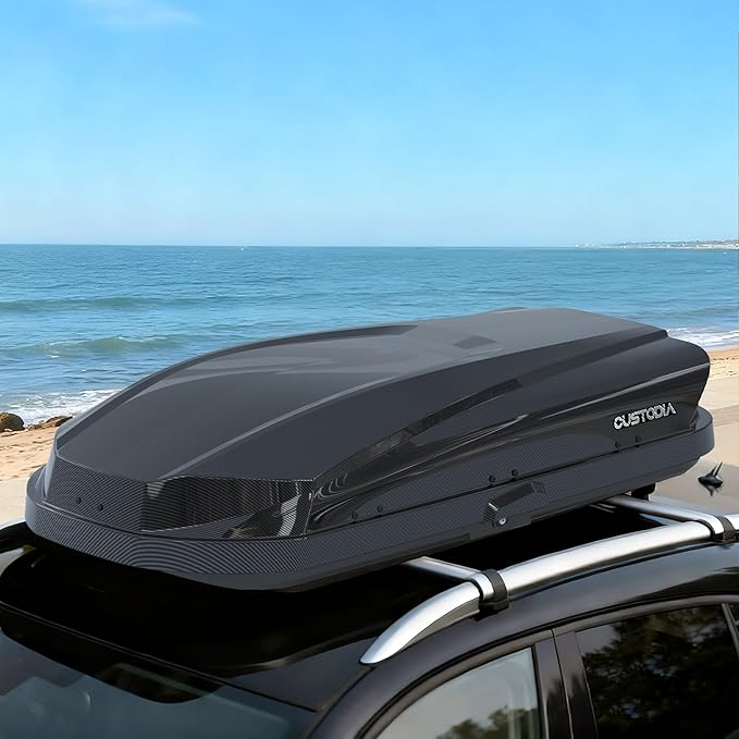 Hard Shell Roof Cargo Carrier with Security Keys, Roof Box, Cargo Box, 62.52 (L) x32.48 (W) x 13.19(H) Inches, 14 Cubic Feet (Tool-Free Install), Carbon Black