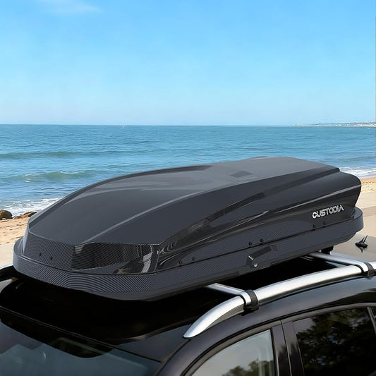 Hard Shell Roof Cargo Carrier with Security Keys, Roof Box, Cargo Box, 62.52 (L) x32.48 (W) x 13.19(H) Inches, 14 Cubic Feet (Tool-Free Install), Carbon Black