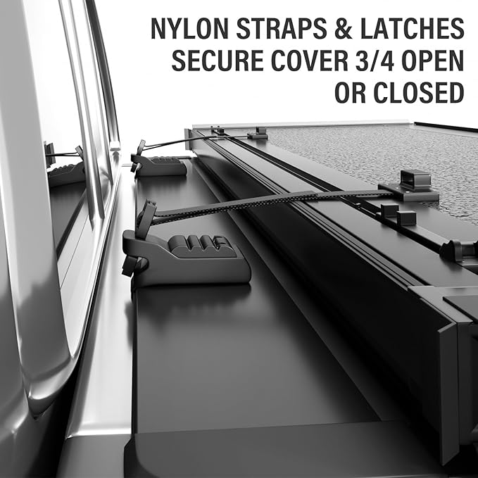 Low Profile Hard Folding Aluminum Truck Bed Tonneau Cover Compatible with 2009-2018 Dodge Ram 1500 6'4" Bed Without Ram Box (76.3), Quad-Fold Style