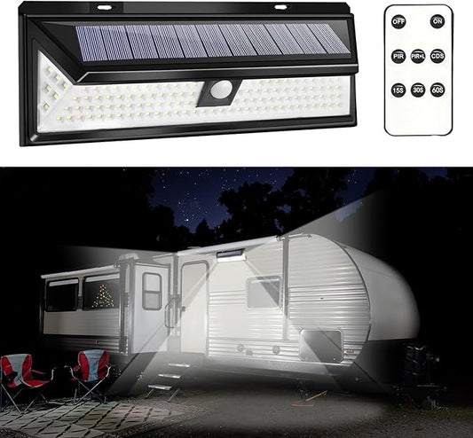 Solar RV Porch Light, RV Motion Sensor Light with Remote Control, Waterproof RV Outdoor Lights for RV Camper Travel Trailer Motorhome