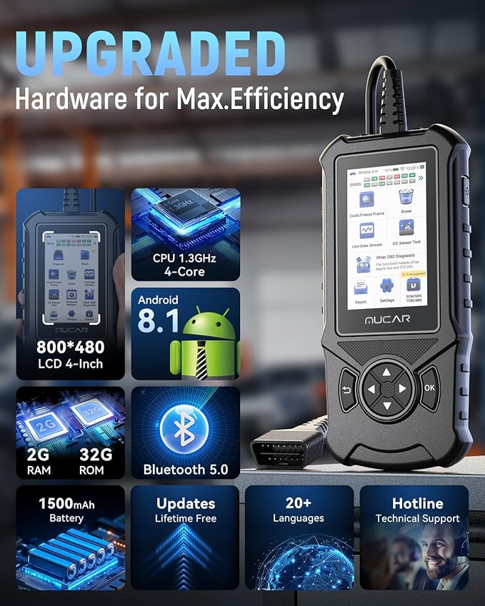 MUCAR CDE900 Elite OBD2 Scanner with 28 Reset Service, Oil/SAS/EPB/BMS/ABS Bleeding, Engine Transmission ABS SRS Car Diagnostic Tool, FCA AutoAuth, Lifetime Free Upgrade