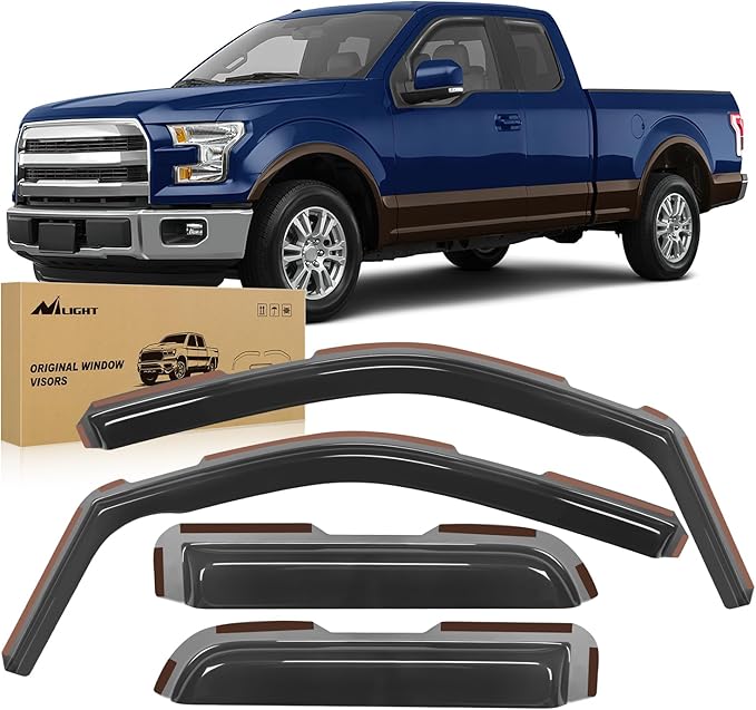 Nilight in Channel Rain Guards for Ford F150 2004 2005 2006 2007 2008 2009 2010 2011 2012 2013 2014 Super Cab Original Window Deflectors,Vent Window Visors-4PCS