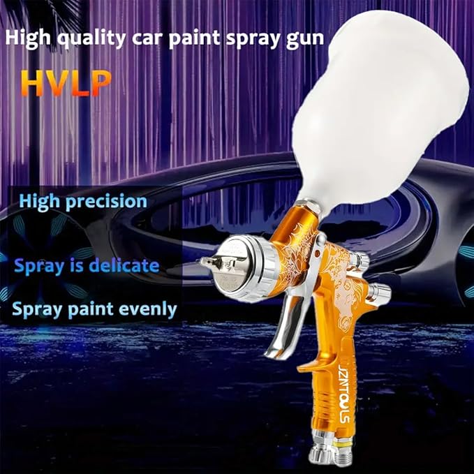 TE20 HVLP Air Spray Gun 1.3mm Nozzles, Car Paint Gun Sprayer,Forged Body, Anodised Finish，Paint Gun for Varnish and Top Coat, with Paint Sprayer Accessories (Gold)