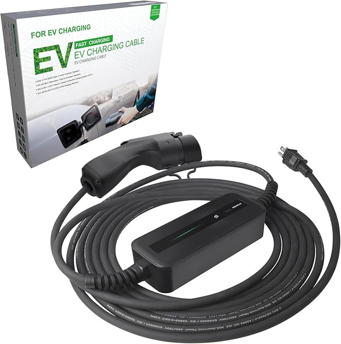 Level 1 EV Charger, Electric Vehicle Portable Charger with 20FT Cable, Home Electric Vehicle Charging Station, 110V 15A, NEMA5-15P SAE J1772