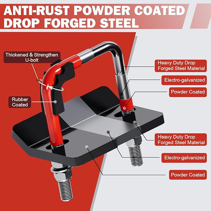 Hitch Tightener, Heavy Duty Anti Rattle Hitch Stabilizer for 2" Hitch, Trailer Hitch Stabilizer with Rubber Isolator & Wrench for Hitch Mount, Cargo Carrier, Bike Rack (2 Packs, Red & Black)