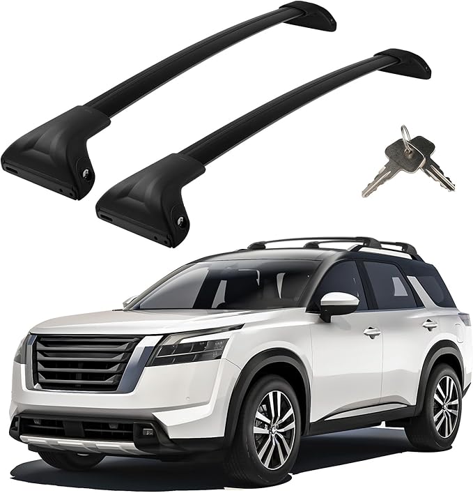 Roof Rack Cross Bars Compatible with Nissan Pathfinder 2022-2025, Adjustable Aluminum Heavy Duty 300 LBS Anti-Theft Lock Cargo Carrier Rooftop Crossbar Accessories for Bike, Basket, Snowboard, Luggage