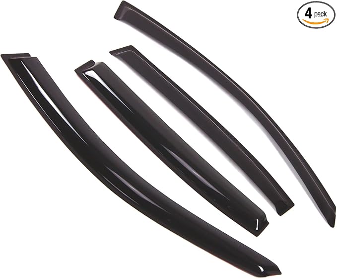 TuningPros Outside Mount Window Vent Visors Rain Guards Compatible with BMW 323i 328xi 330Ci 330i 2006-11 | Side Window Wind Deflectors Rain Shields | Smoke Tinted, 4 Pcs Set, DGWV-483