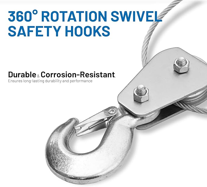 POLESTAR Come Along Winch, 3000 lbs Pull Capacity, 12 ft Steel Cable Hand Winch with 2 Hooks, Heavy Duty Dual Ratchet Cable Winch Puller, Automotive Towing Hoist Puller for Recovery, Moving, Securing