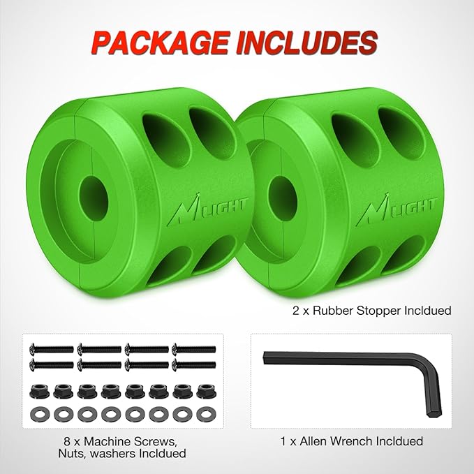 Nilight Winch Stopper for ATV UTV Truck SUV Winch Cable Hook Rubber Stopper 2 Pack Protect Towing Hook Synthetic Rope Winch Accessories Rope Line Saver with Stainless Steel Screws Allen Wrenc, Green