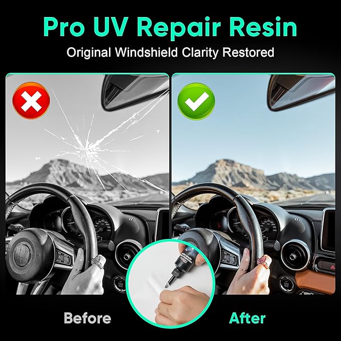 Windshield Chip Repair Kit - 2026 Upgrade Car Windshield Crack Repair Kit, Glass Repair Liquid for Cracks and Chips, Rock Chip Repair Kit for Fix Windows, Mirrors, Glasses, All Crack Types